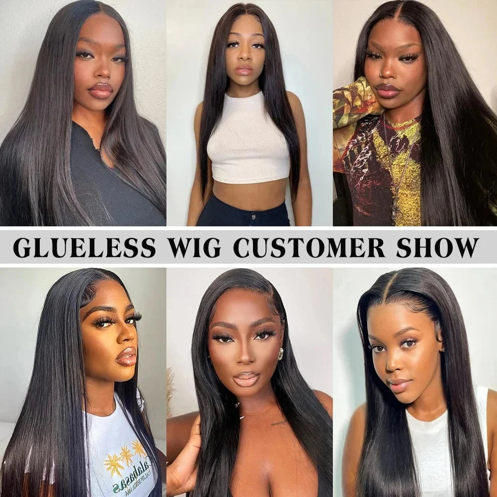 180% Density Bone Straight Glueless Wig - 5x5 6x4 Lace Closure Human Hair Ready to Wear Pre-Plucked