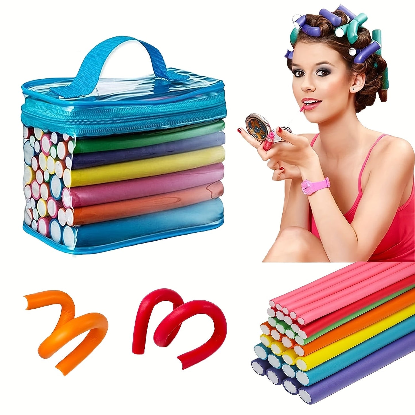 42pcs Flexible Curling Rods - No Heat Foam Hair Rollers for All Hair Types JUST FIT IN