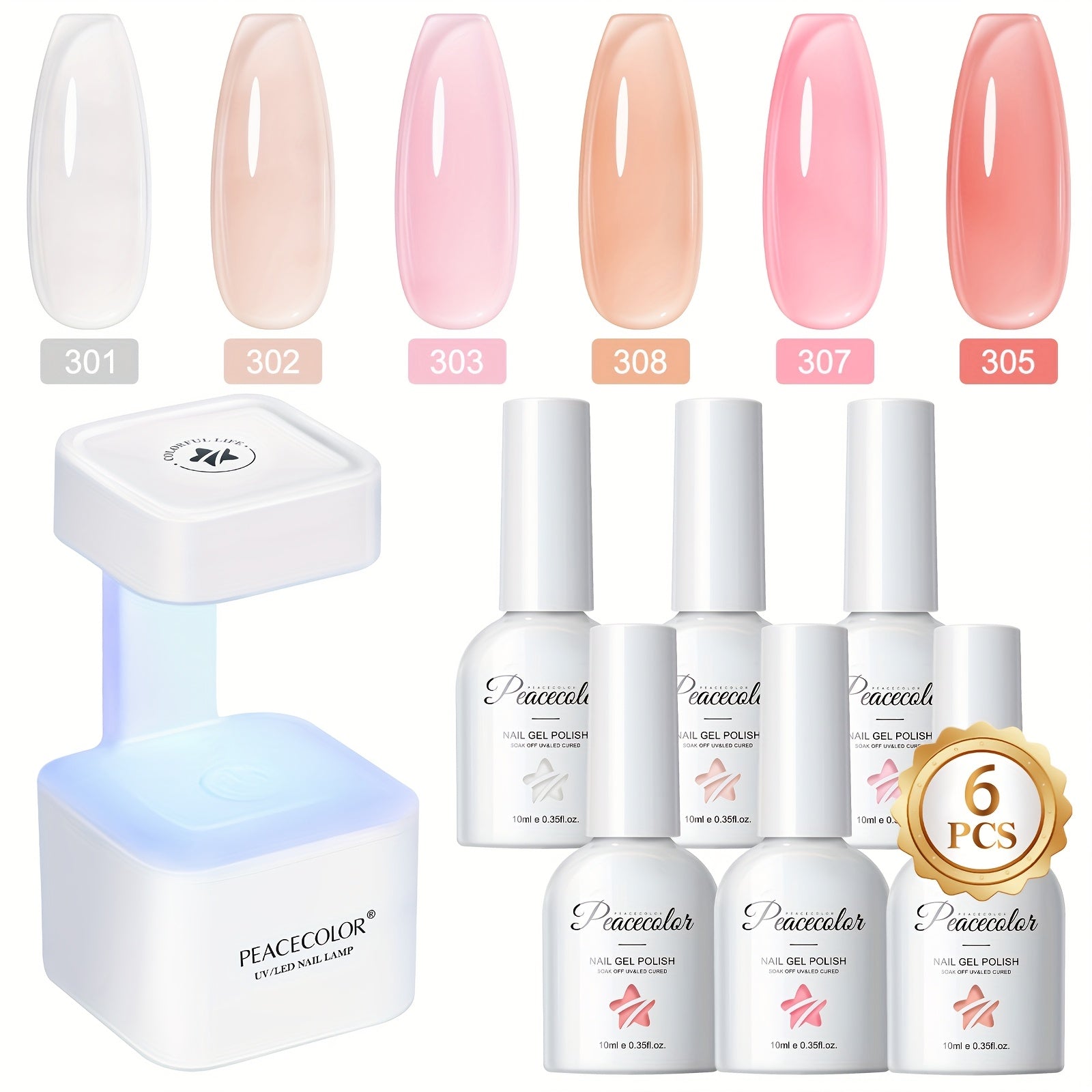 PEACECOLOR Gel Nail Polish Kit - 26 Piece Set with LED Lamp JUST FIT IN