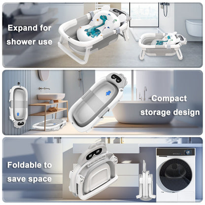 Foldable Baby Bath Tub - Portable with Non-Slip Cushion (0-24 Months) JUST FIT IN