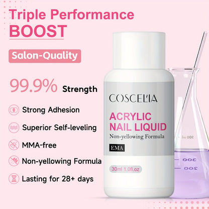 COSCELIA Acrylic Nail Kit - Complete Set with Powder, Liquid & LED Lamp JUST FIT IN