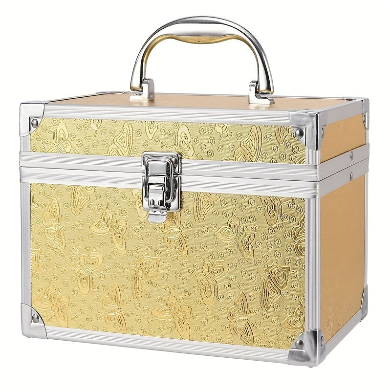 Professional Makeup Case with Mirror - Metal Cosmetic Organizer & Travel Box | JUST FIT IN JUST FIT IN