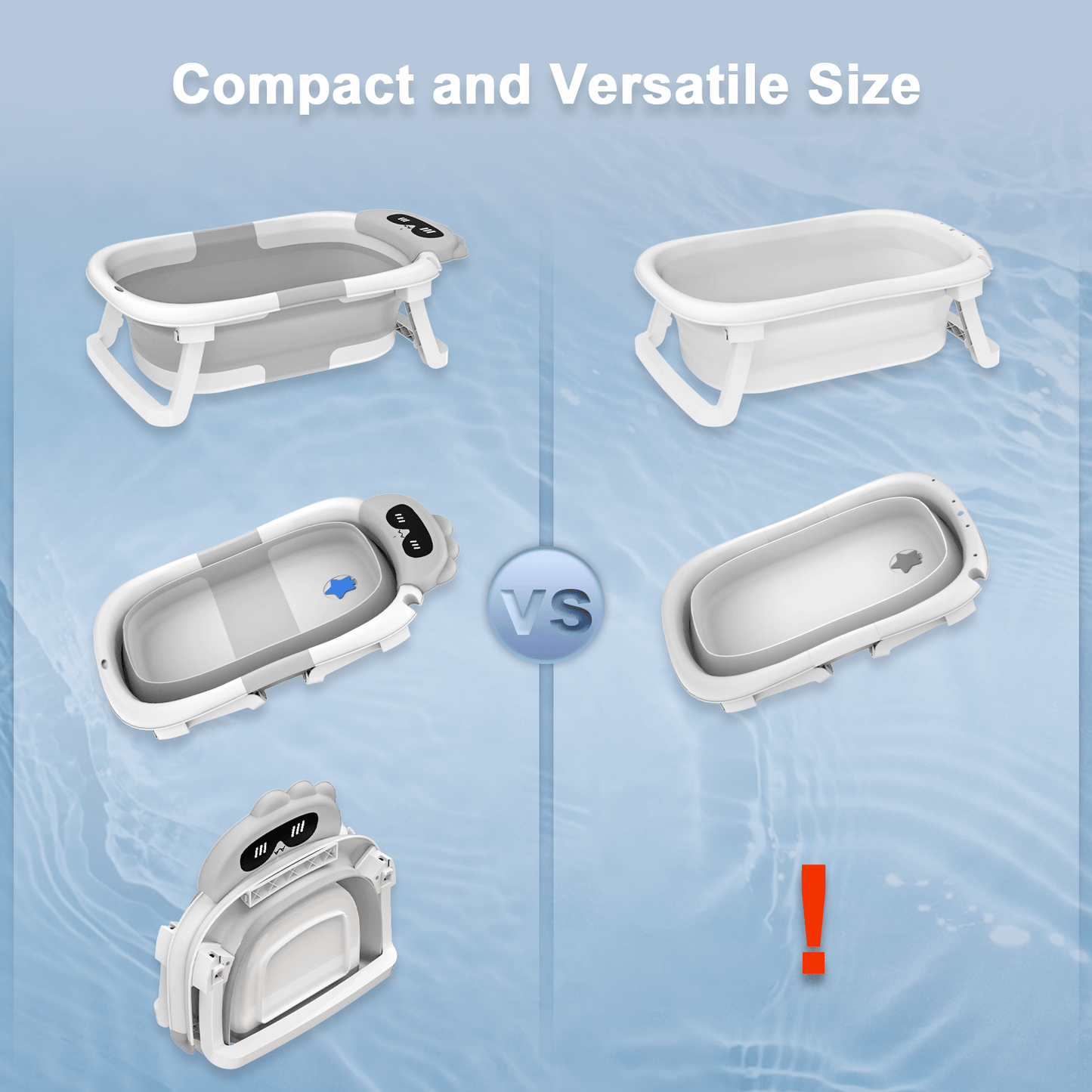 Foldable Baby Bath Tub - Portable with Non-Slip Cushion (0-24 Months) JUST FIT IN