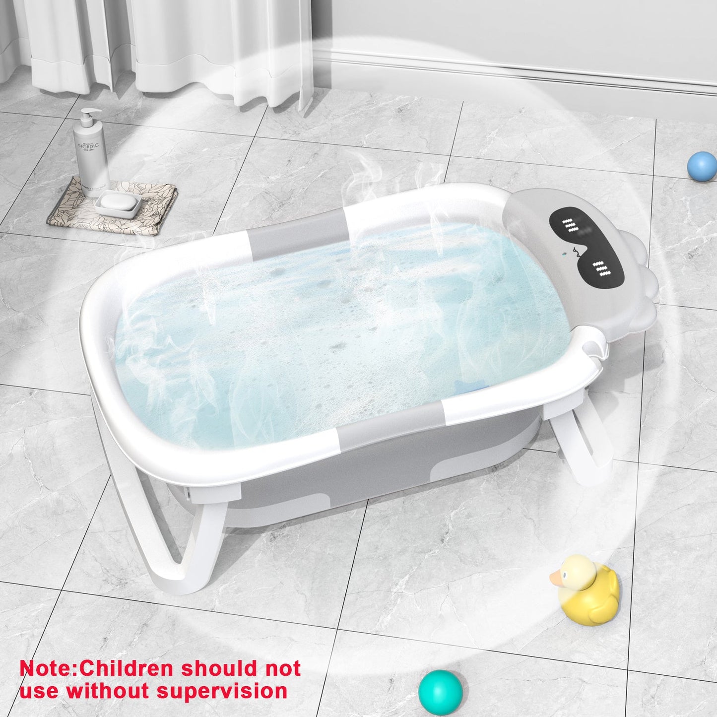 Foldable Baby Bath Tub - Portable with Non-Slip Cushion (0-24 Months) JUST FIT IN