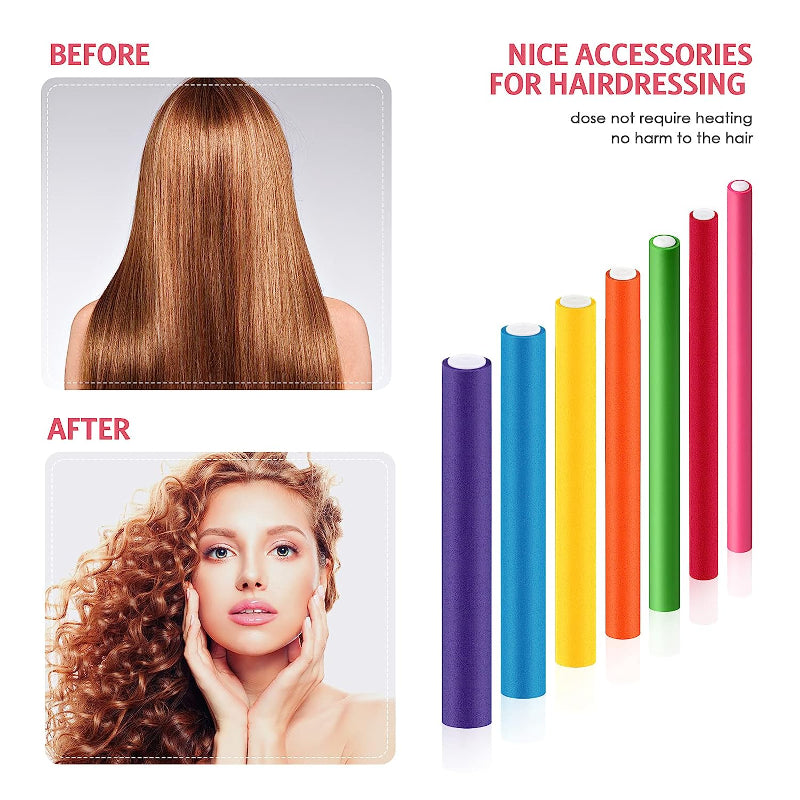 42pcs Flexible Curling Rods - No Heat Foam Hair Rollers for All Hair Types JUST FIT IN