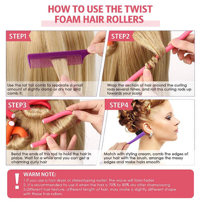 42pcs Flexible Curling Rods - No Heat Foam Hair Rollers for All Hair Types JUST FIT IN