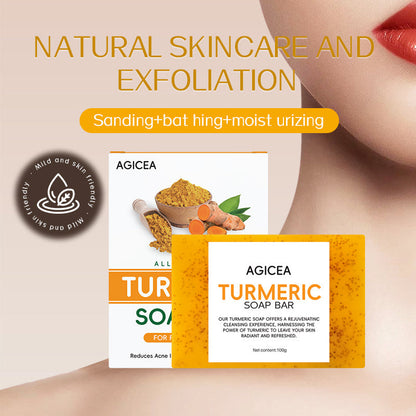 Turmeric & Kojic Acid Brightening Soap Bar Set - Natural Dark Spot Reducer & Acne Care (4 Bars + Soap Saver Bags) JUST FIT IN