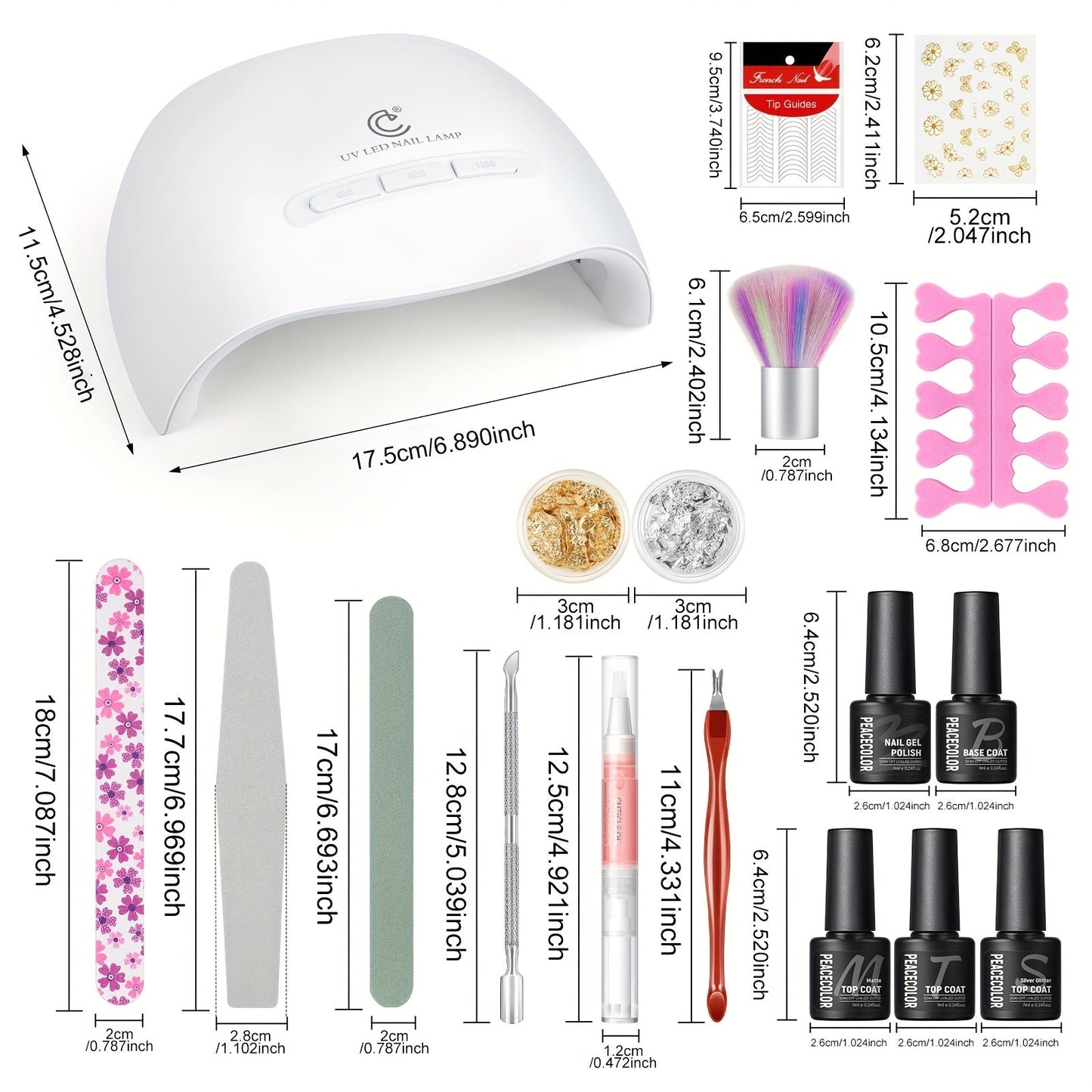 PEACECOLOR Gel Nail Polish Kit - 26 Piece Set with LED Lamp JUST FIT IN