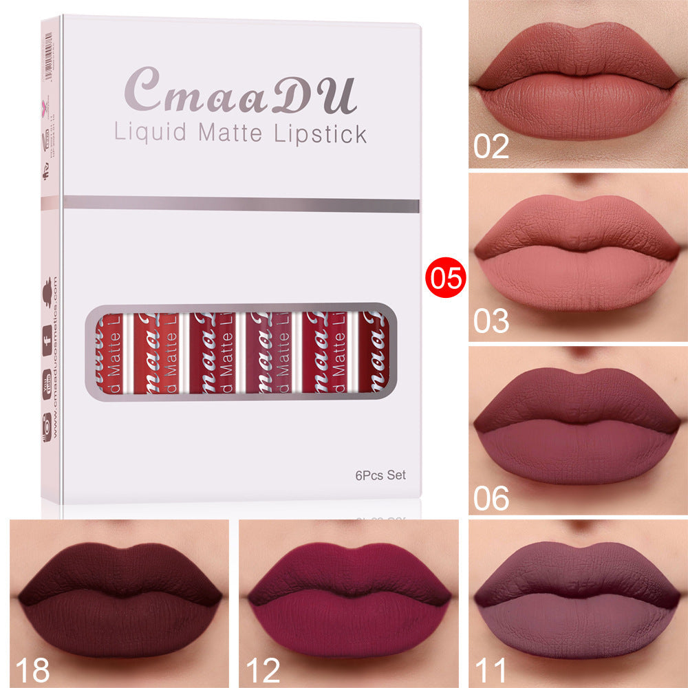 6 Boxes Of Matte Non-stick Cup Waterproof Lipstick Long Lasting Lip Gloss THE MANE CHOICE