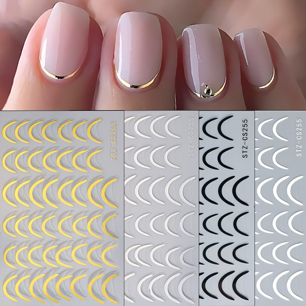 3D French Tip Nail Stickers - Self-Adhesive Metallic Nail Art Decals | JUST FIT IN JUST FIT IN