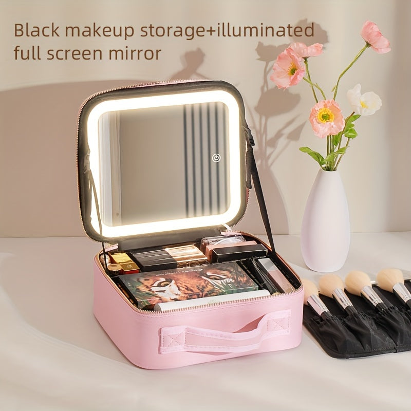 Portable Makeup Storage Case with LED Mirror - Travel Cosmetic Organizer | JUST FIT IN JUST FIT IN