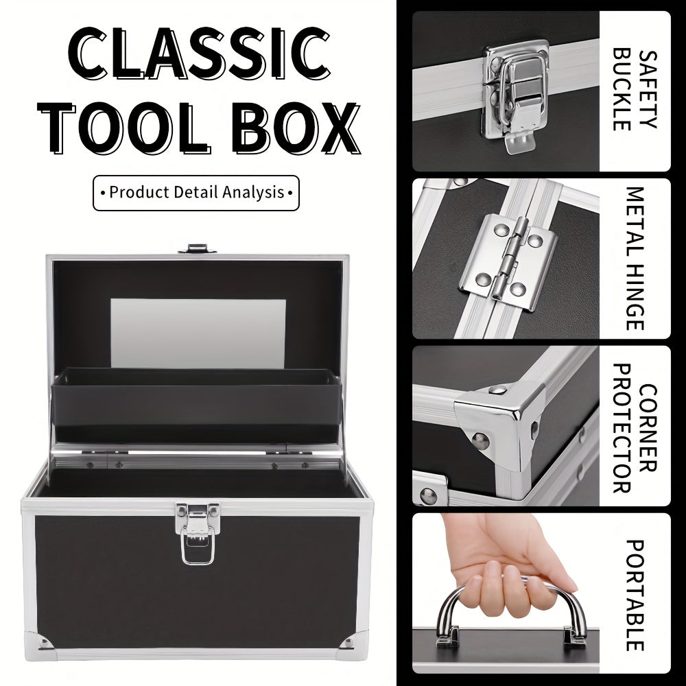 Professional Makeup Case with Mirror - Metal Cosmetic Organizer & Travel Box | JUST FIT IN JUST FIT IN