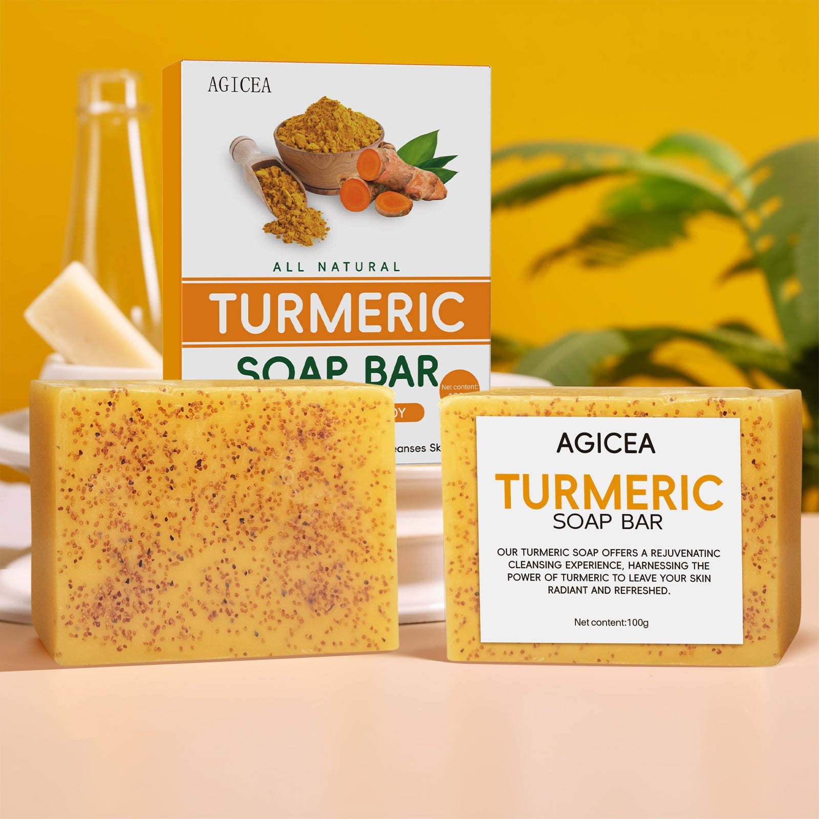 Turmeric & Kojic Acid Brightening Soap Bar Set - Natural Dark Spot Reducer & Acne Care (4 Bars + Soap Saver Bags) JUST FIT IN