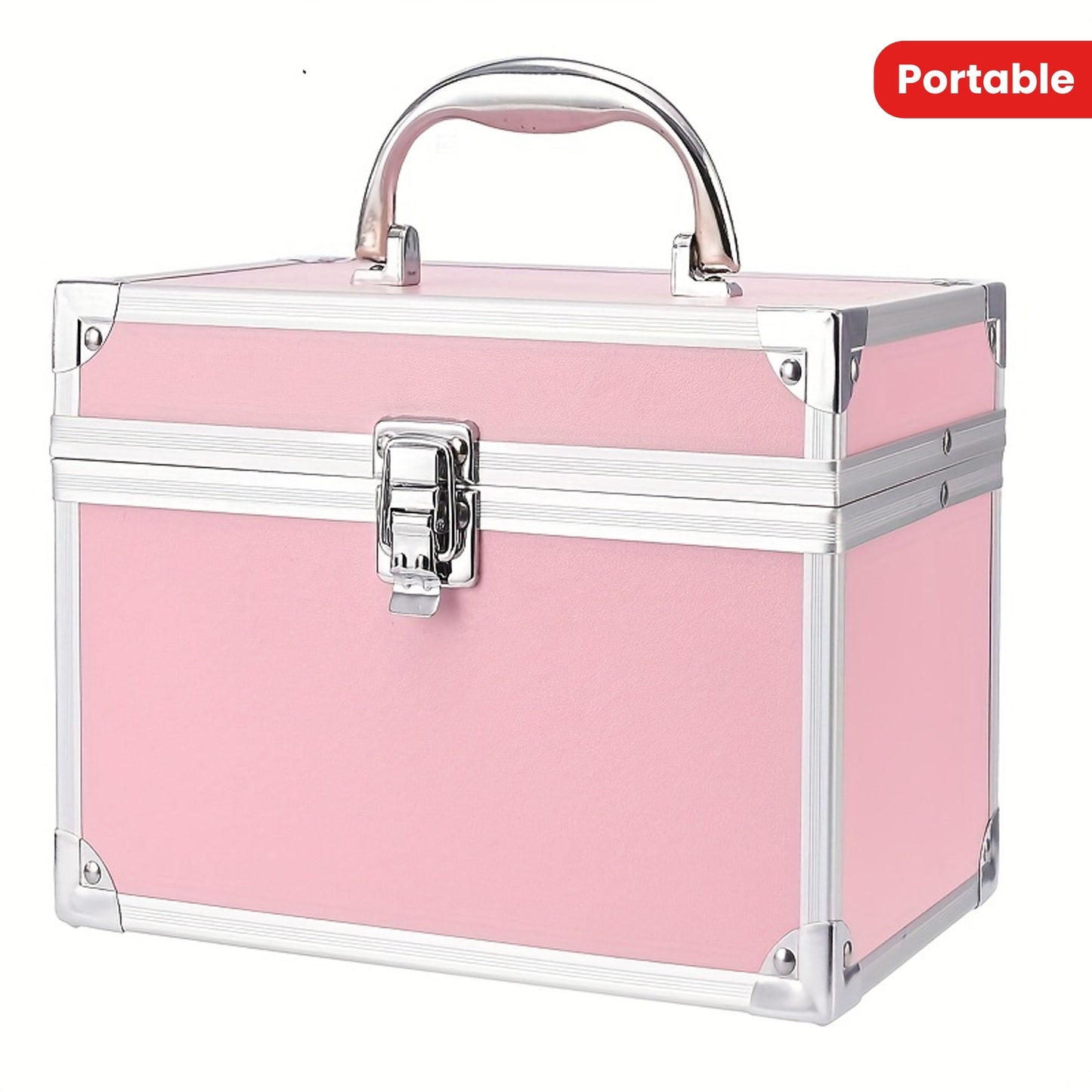 Professional Makeup Case with Mirror - Metal Cosmetic Organizer & Travel Box | JUST FIT IN JUST FIT IN