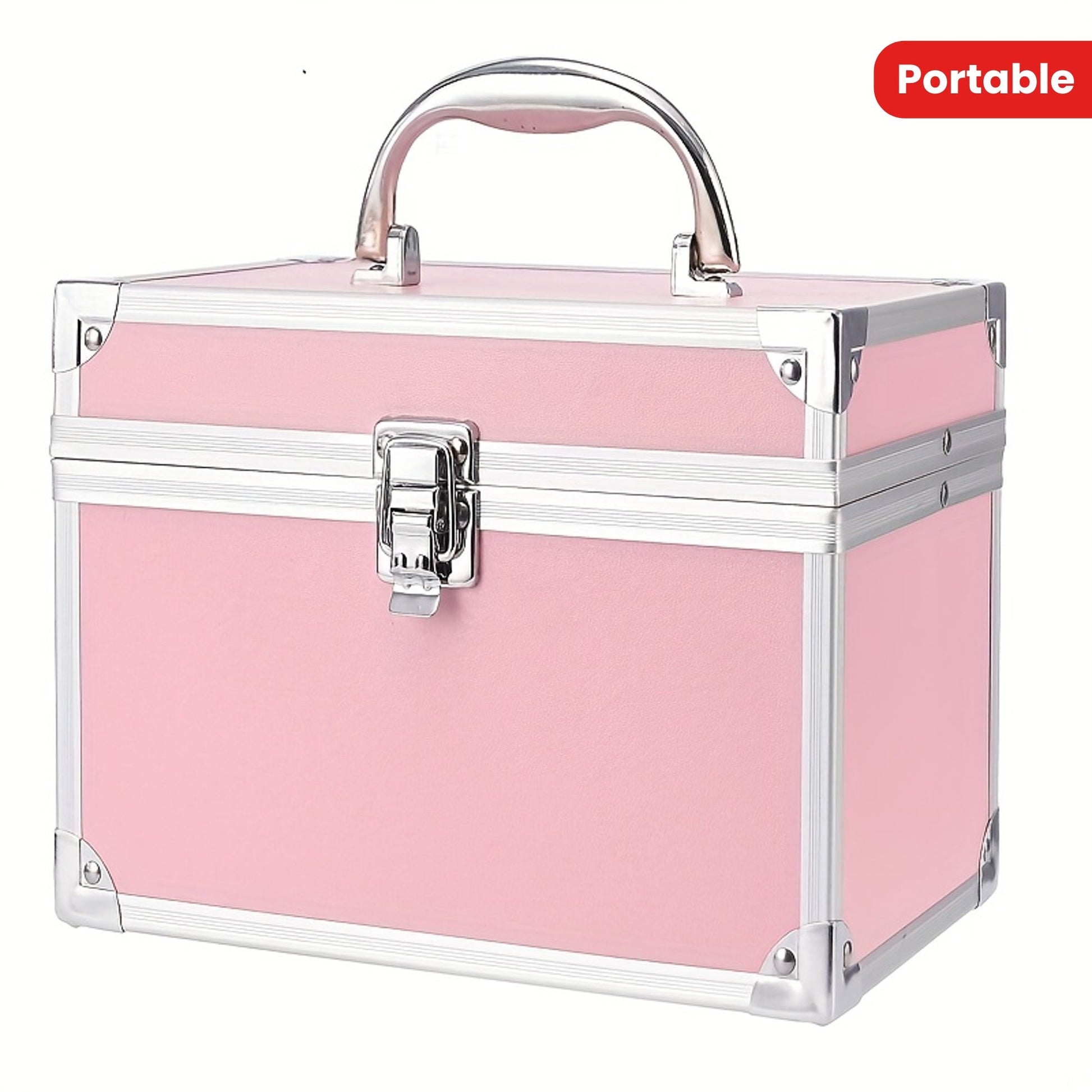 Professional Makeup Case with Mirror - Metal Cosmetic Organizer & Travel Box | JUST FIT IN JUST FIT IN