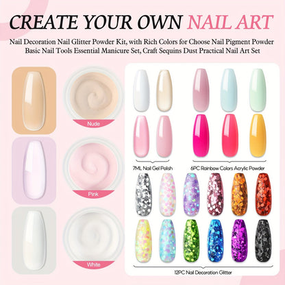 Peacecolor Complete DIY Acrylic Nail Kit - UV Lamp, 100+ Tips, Gel Polish & Art Stickers JUST FIT IN