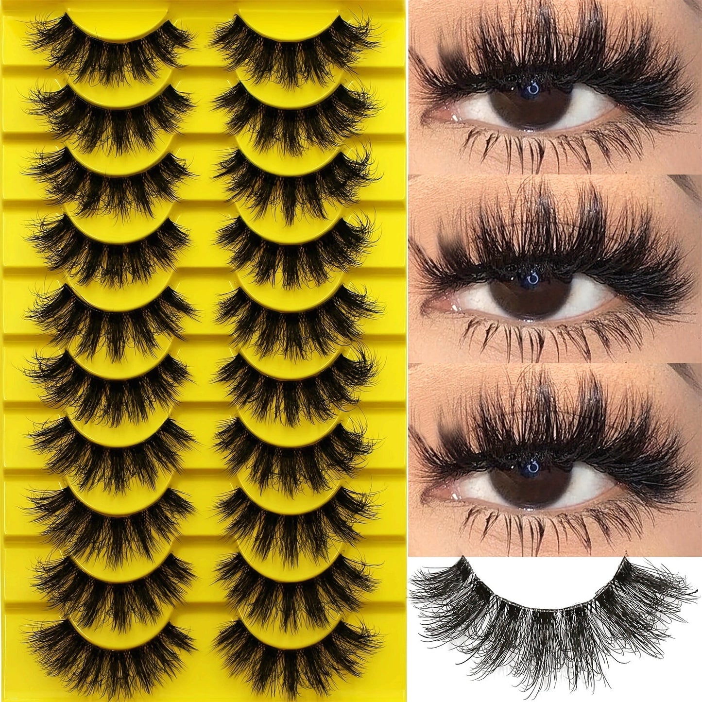 3D Russian Strip False Eyelashes - 10 Pairs Fluffy Dramatic Lashes JUST FIT IN