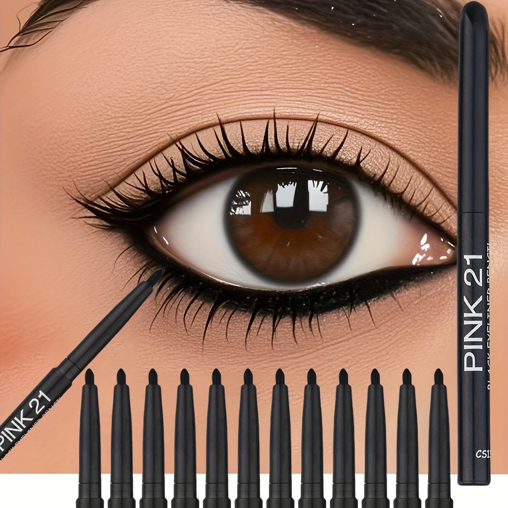 12pcs Waterproof Eyeliner Set - Long-Lasting Matte Black Formula JUST FIT IN