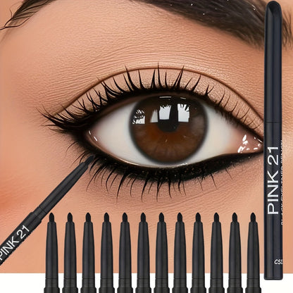 12pcs Waterproof Eyeliner Set - Long-Lasting Matte Black Formula JUST FIT IN