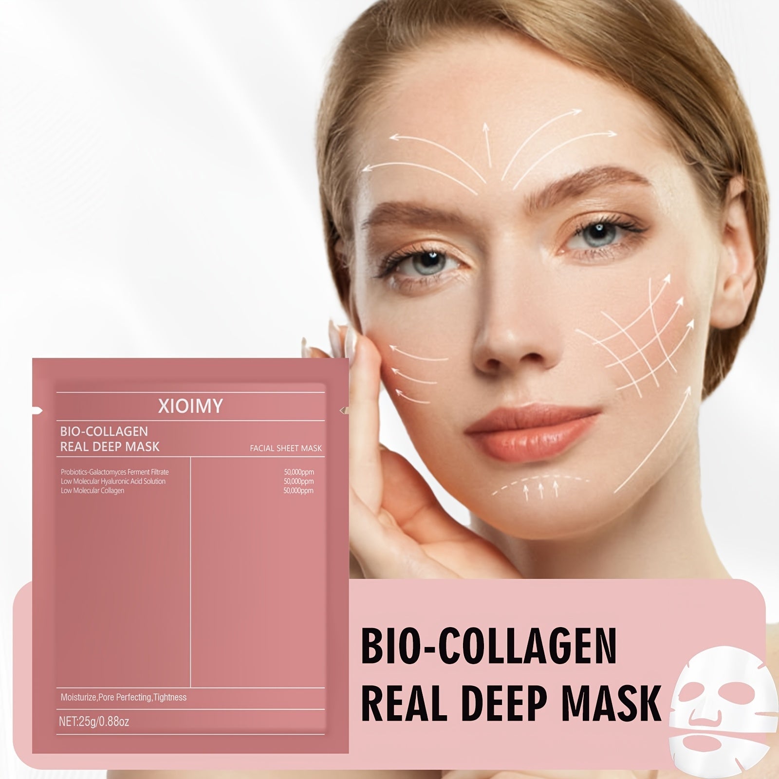 1pc/2pcs/3pcs Collagen Brightening Facial Mask; Deep Moisturizing, Hydrating, Firming Facial Light Beige, Keeping Light Beige Moist And Smooth, Gentle And Non Irritating, Containing Collagen And Hyaluronic Acid JUST FIT IN