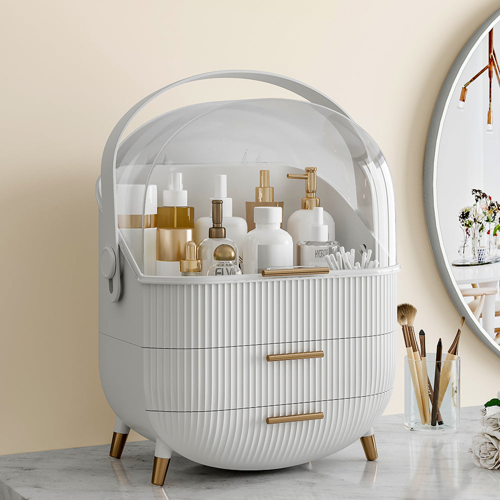Multi-Function Makeup Organizer with Clear Lid - Dustproof Cosmetic Storage Box for Skincare & Jewelry JUST FIT IN