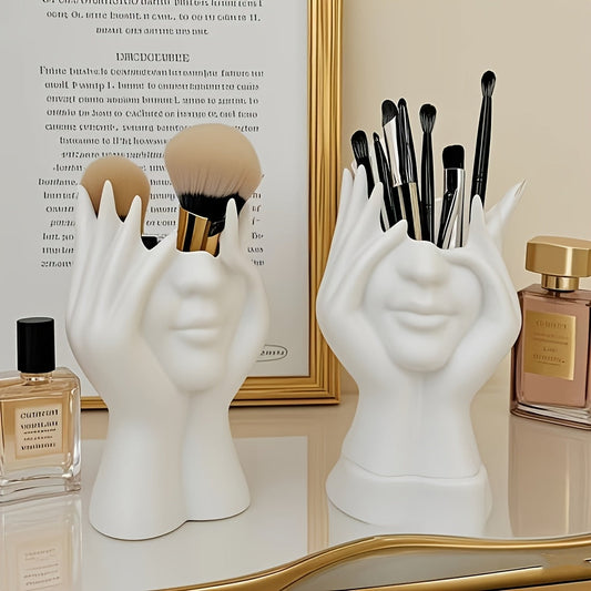 Cute Face Cosmetic Organizer - Resin Makeup Brush Holder (1-2pcs) JUST FIT IN