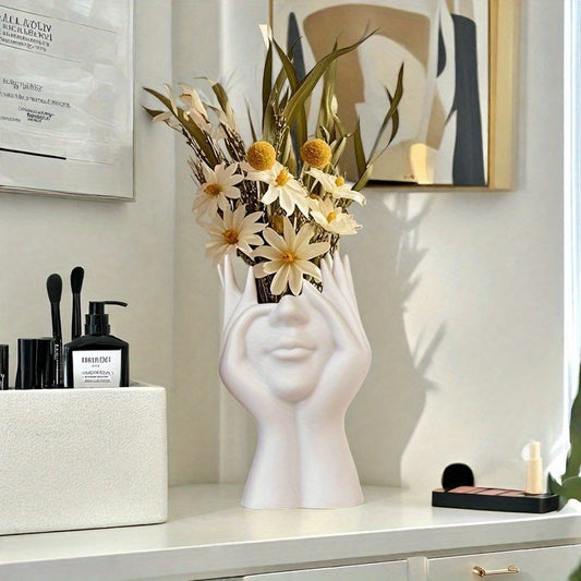 Modern White Makeup Organizer - Hands Design with Heart Cutouts JUST FIT IN