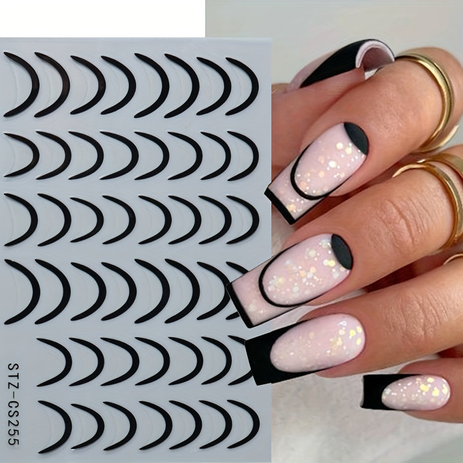 3D French Tip Nail Stickers - Self-Adhesive Metallic Nail Art Decals | JUST FIT IN JUST FIT IN