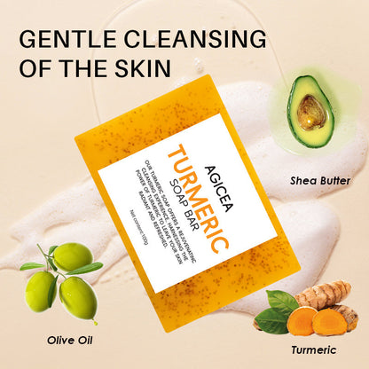 Turmeric & Kojic Acid Brightening Soap Bar Set - Natural Dark Spot Reducer & Acne Care (4 Bars + Soap Saver Bags) JUST FIT IN