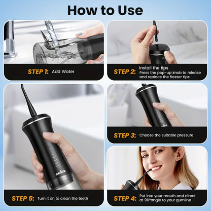 Sejoy Professional Dental Water Flosser - 5 Modes, 9 Tips, 350ml Tank & 30-Day Battery JUST FIT IN