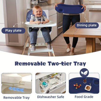 Modern Portable Baby High Chair - Adjustable Height with Double Tray JUST FIT IN