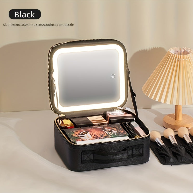 Portable Makeup Storage Case with LED Mirror - Travel Cosmetic Organizer | JUST FIT IN JUST FIT IN