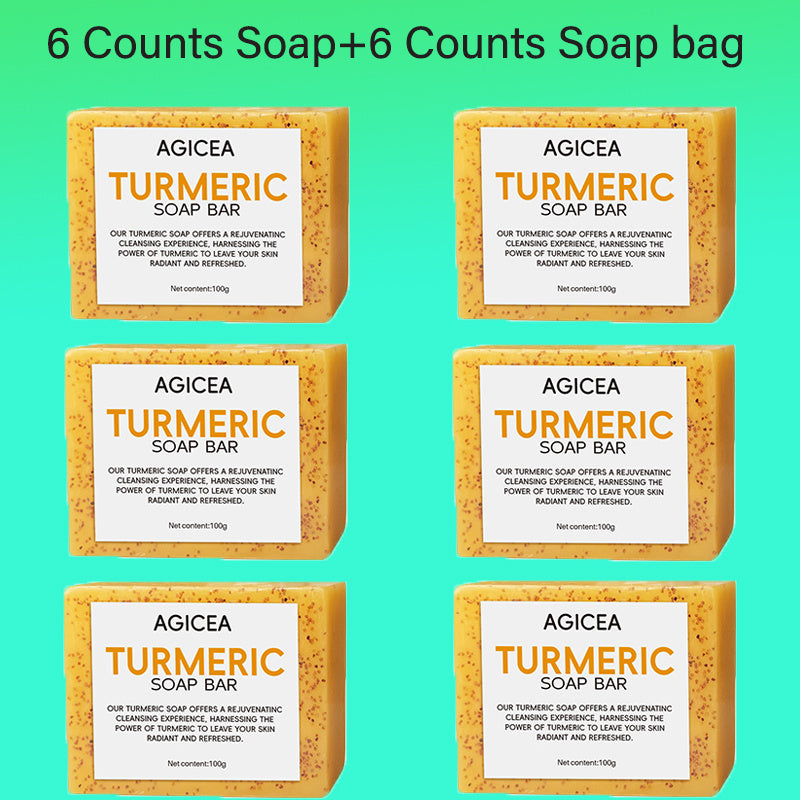 Turmeric & Kojic Acid Brightening Soap Bar Set - Natural Dark Spot Reducer & Acne Care (4 Bars + Soap Saver Bags) JUST FIT IN