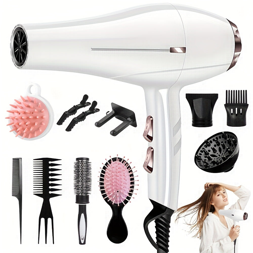 Morfone Professional Hair Dryer Set - 5-in-1 Styling Kit with Comb, Curling Iron & Nozzle JUST FIT IN