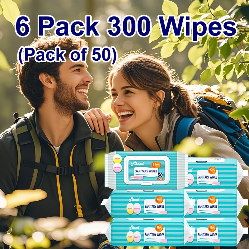 Mioszzi Travel Wipes - 6 Packs (300 Wipes Total) Non-Woven Cleaning Wipes JUST FIT IN