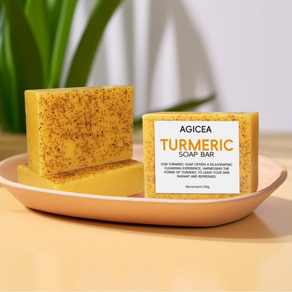 Turmeric & Kojic Acid Brightening Soap Bar Set - Natural Dark Spot Reducer & Acne Care (4 Bars + Soap Saver Bags) JUST FIT IN