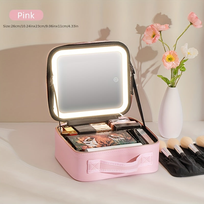 Portable Makeup Storage Case with LED Mirror - Travel Cosmetic Organizer | JUST FIT IN JUST FIT IN