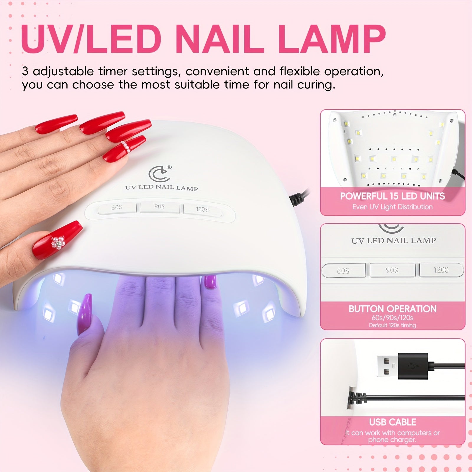 COSCELIA Acrylic Nail Kit - Complete Set with Powder, Liquid & LED Lamp JUST FIT IN