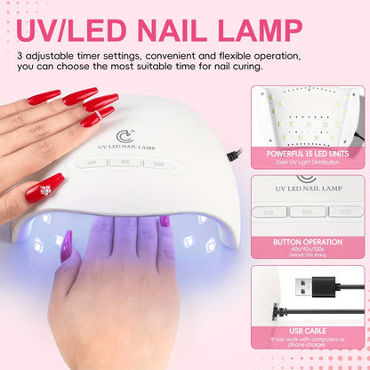 COSCELIA Acrylic Nail Kit - Complete Set with Powder, Liquid & LED Lamp JUST FIT IN