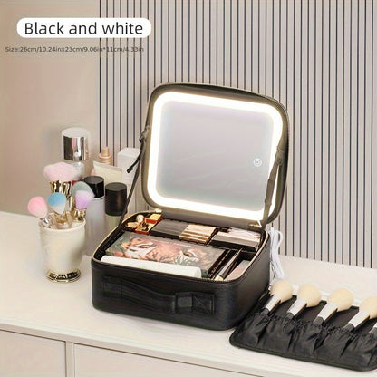Portable Makeup Storage Case with LED Mirror - Travel Cosmetic Organizer | JUST FIT IN JUST FIT IN