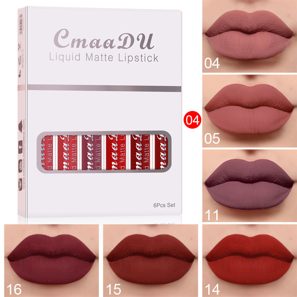 6 Boxes Of Matte Non-stick Cup Waterproof Lipstick Long Lasting Lip Gloss THE MANE CHOICE