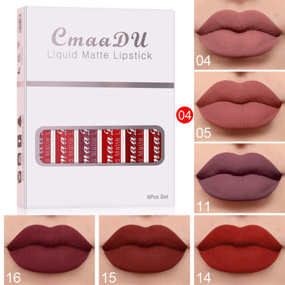 6 Boxes Of Matte Non-stick Cup Waterproof Lipstick Long Lasting Lip Gloss THE MANE CHOICE