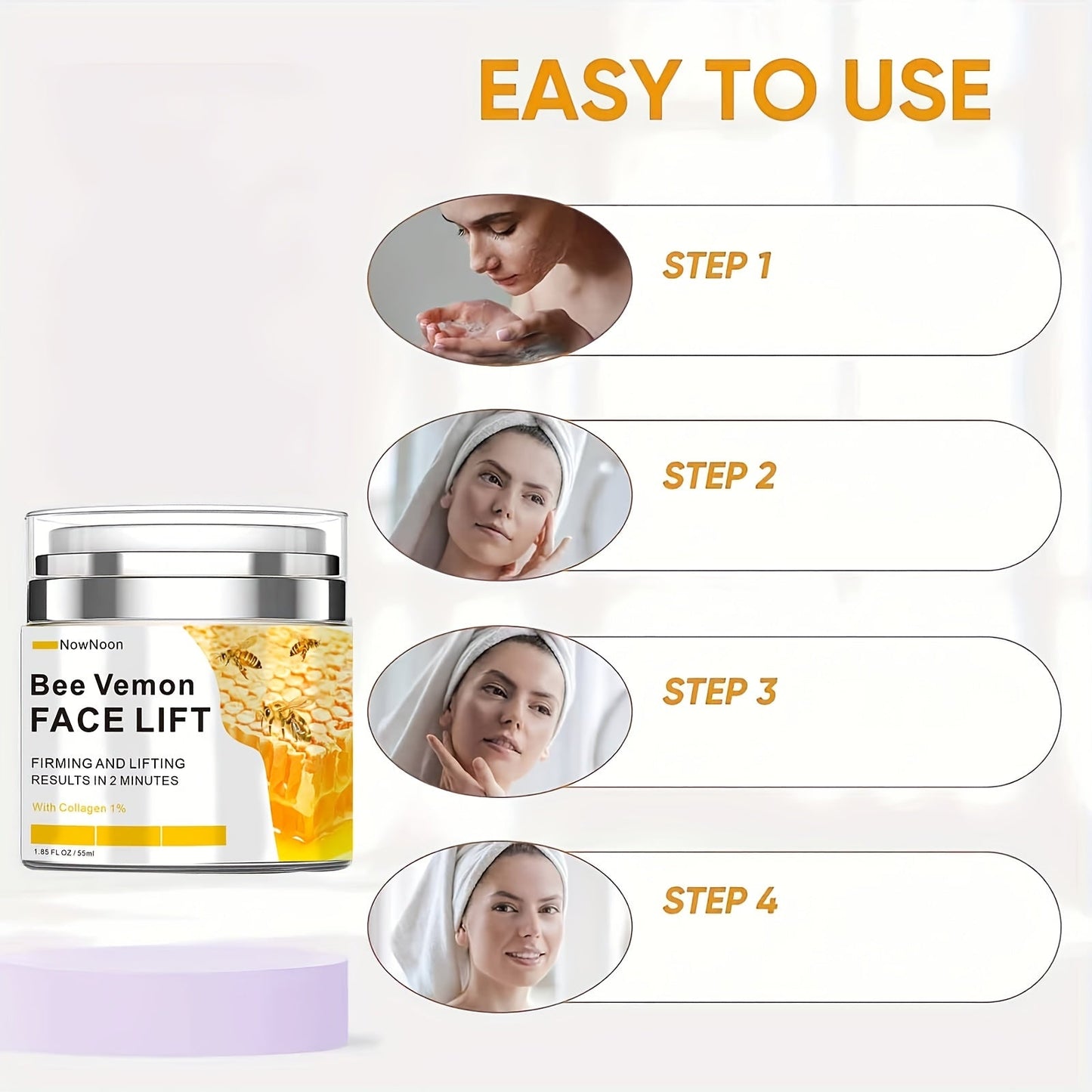 Bee Venom Instant Face Lift Cream - Tightens & Firms Skin with Hyaluronic Acid JUST FIT IN