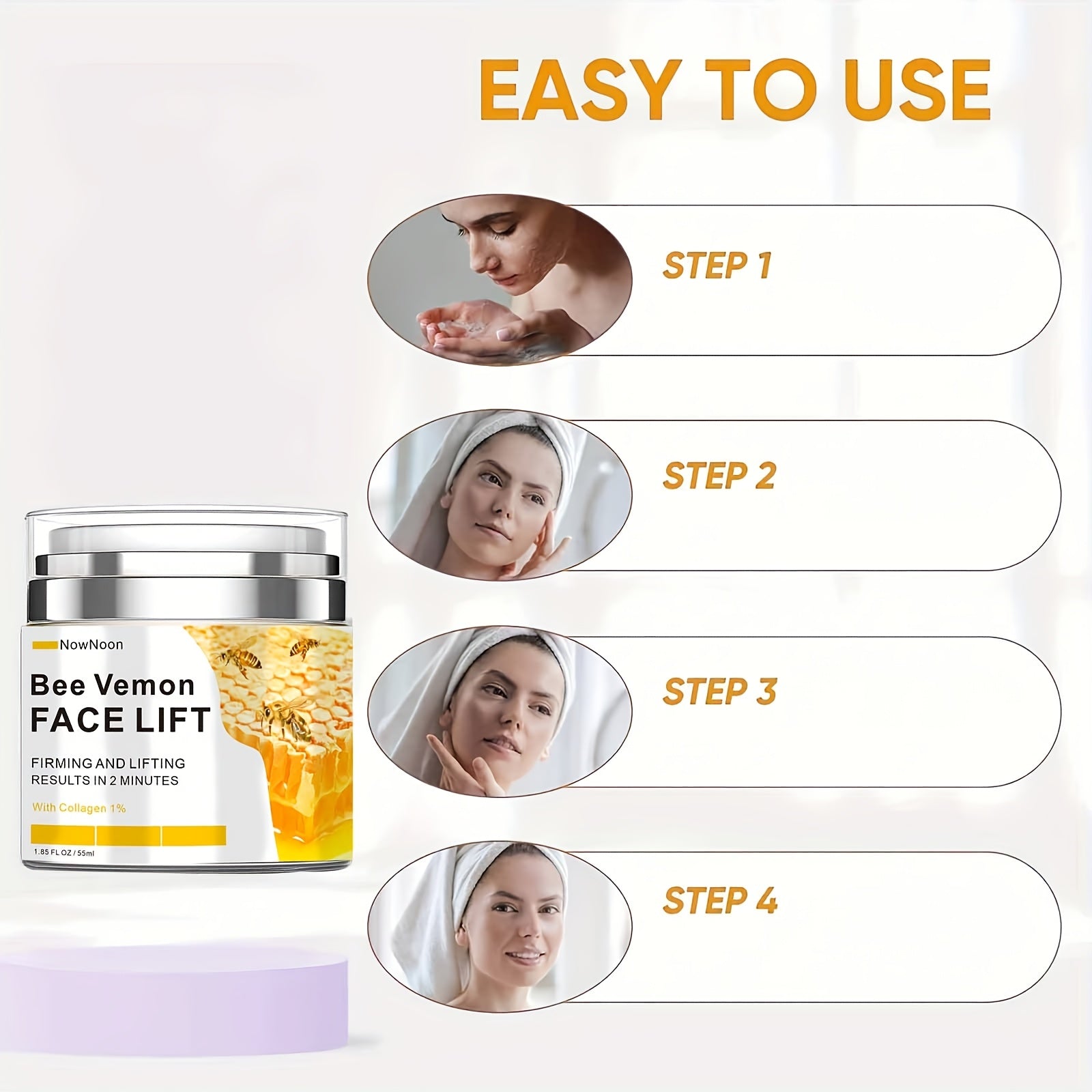 Bee Venom Instant Face Lift Cream - Tightens & Firms Skin with Hyaluronic Acid JUST FIT IN