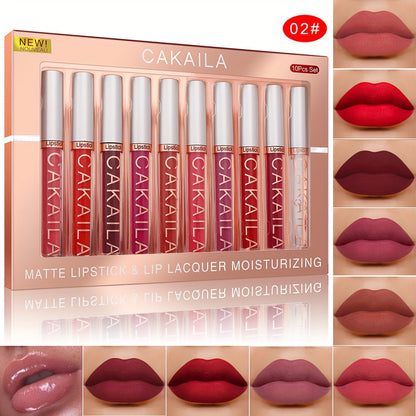 Waterproof Matte Lip Gloss Set - 10 Long-Lasting Colors JUST FIT IN