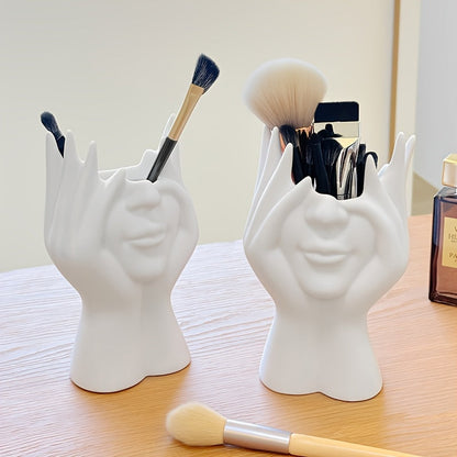 Cute Face Cosmetic Organizer - Resin Makeup Brush Holder (1-2pcs) JUST FIT IN