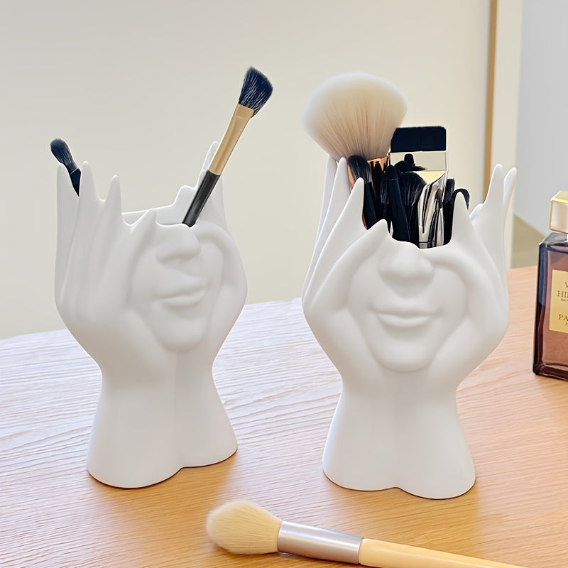 Cute Face Cosmetic Organizer - Resin Makeup Brush Holder (1-2pcs) JUST FIT IN