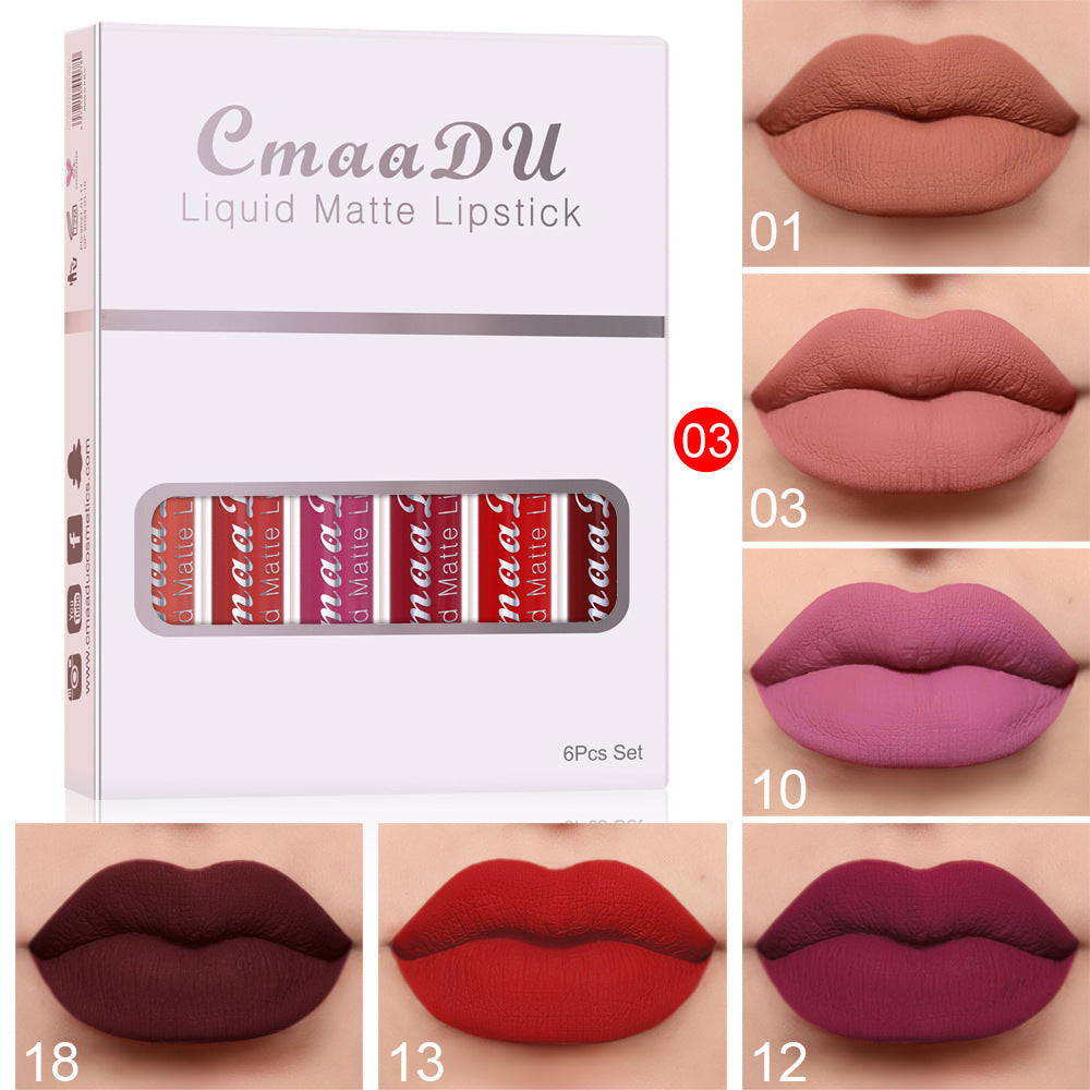 6 Boxes Of Matte Non-stick Cup Waterproof Lipstick Long Lasting Lip Gloss THE MANE CHOICE