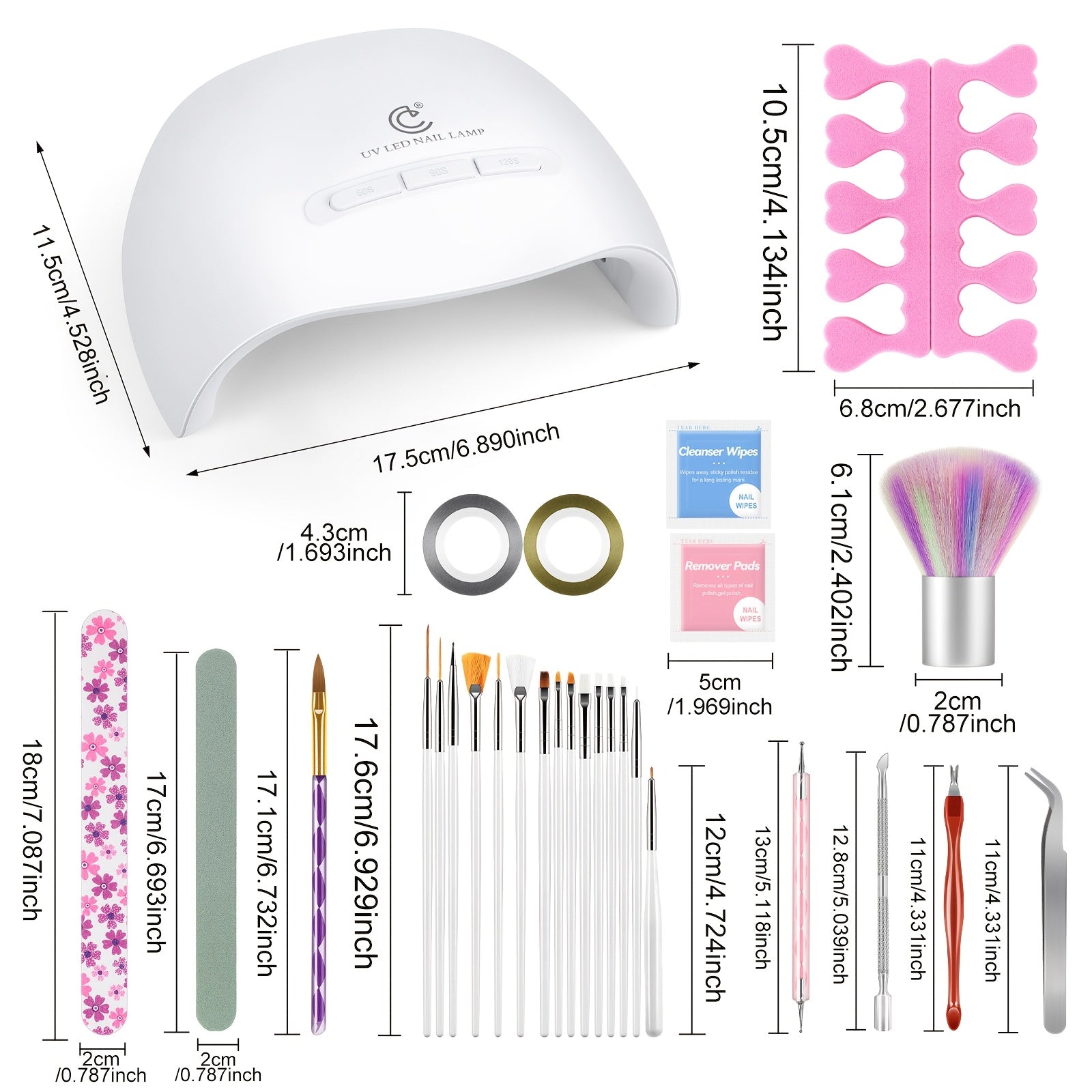 Peacecolor Complete DIY Acrylic Nail Kit - UV Lamp, 100+ Tips, Gel Polish & Art Stickers JUST FIT IN