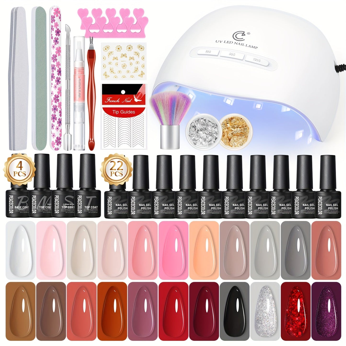 PEACECOLOR Gel Nail Polish Kit - 26 Piece Set with LED Lamp JUST FIT IN